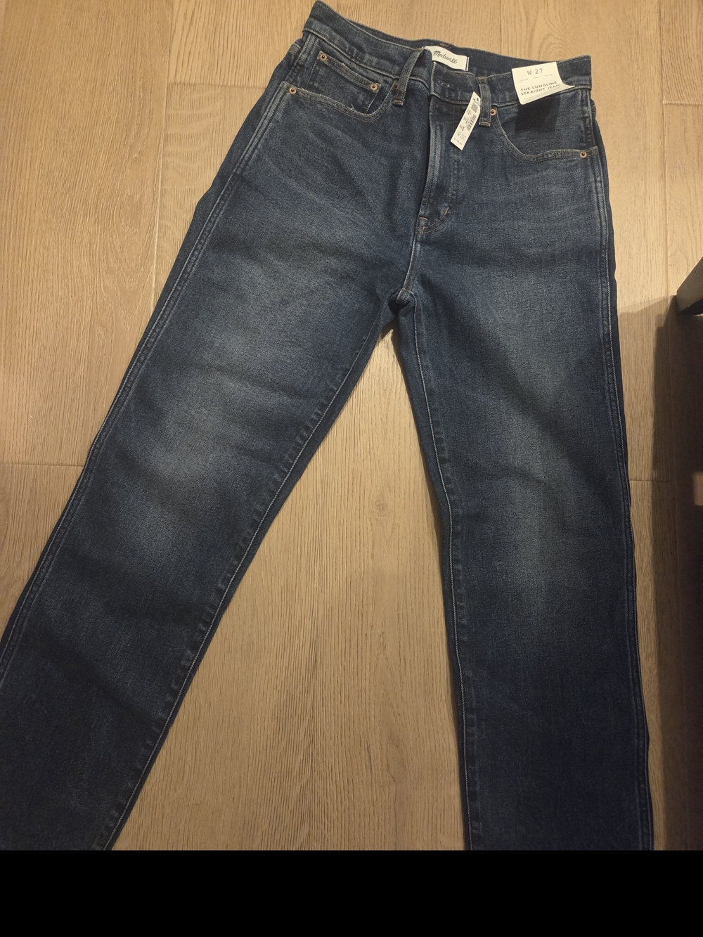 Madewell Dark Blue Longline Straight Jean